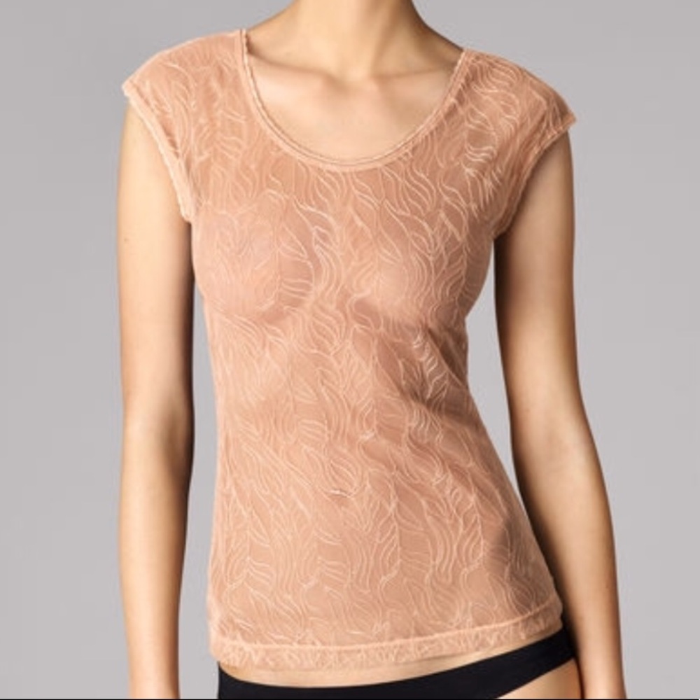 Wolford Leafage Lace Shirt in Dusty Coral
